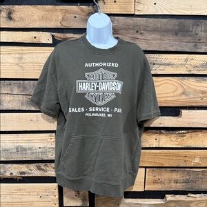 Harley Davidson Men's Combustion Sweatshirt Tee‎ In Army Green Size Large